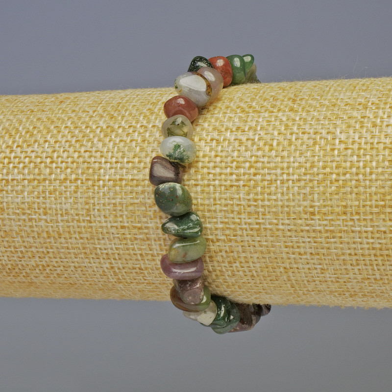 Jasper Bracelet Natural Stone Tumbled Beads, Diameter 8x6mm+-, Length 18cm+- Stretch