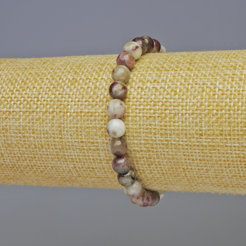 Pink Tourmaline Bracelet natural stone smooth bead, diameter 6mm+-, length 18cm+- stretch