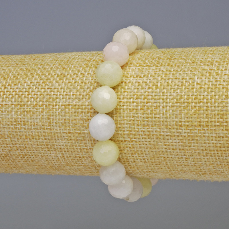 Morganite Bracelet natural stone faceted bead, diameter 10mm+-, length 18cm+- stretch