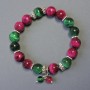 Cat's Eye Bracelet natural stone smooth bead, diameter 10mm+- with metal inserts, length 18cm+- stretch