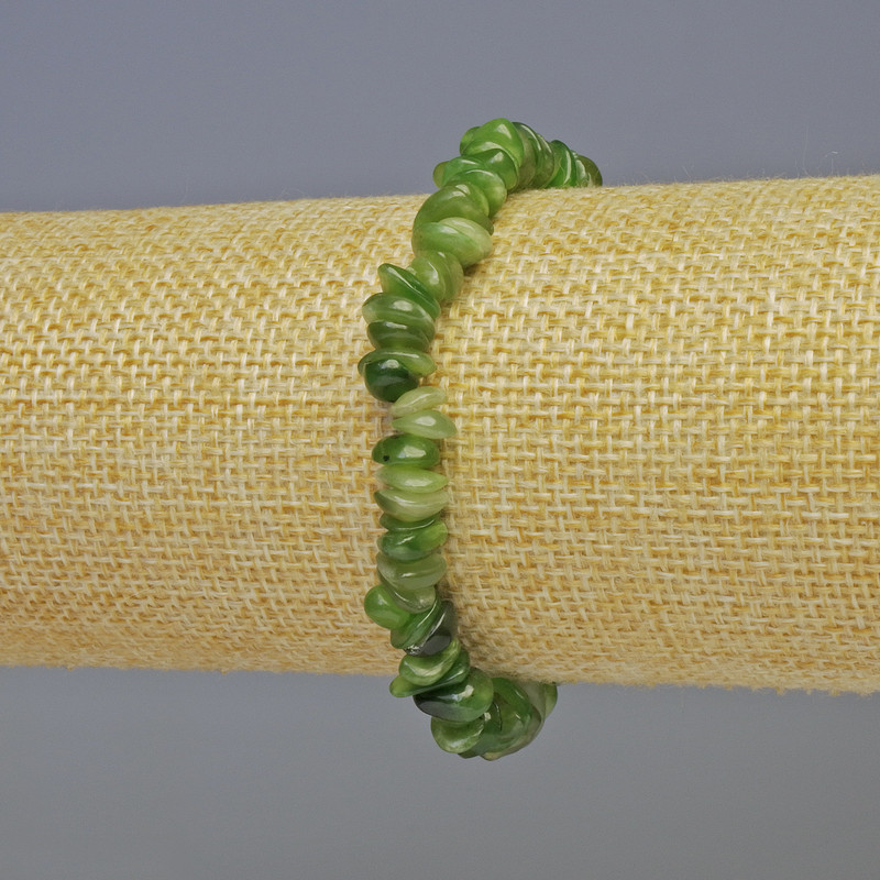 Jadeite Chip Bracelet, diameter 9x3mm +-, diameter 6x3mm +-, length 18cm+- stretch