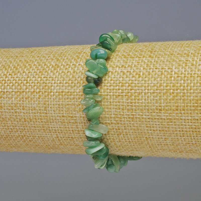 Green Agate Natural Stone Chip Bracelet, diameter 5x2mm+-, diameter 8x4mm+-, length 18cm+- stretch