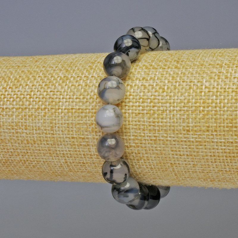 Dragon Vein Agate Bracelet, smooth ball, diameter 10mm+-, length 18cm+- stretch