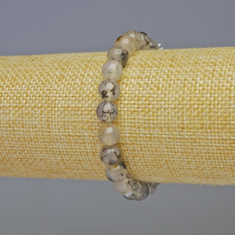 Dragon Vein Agate Bracelet, smooth ball, diameter 8mm+-, length 18cm+- stretch