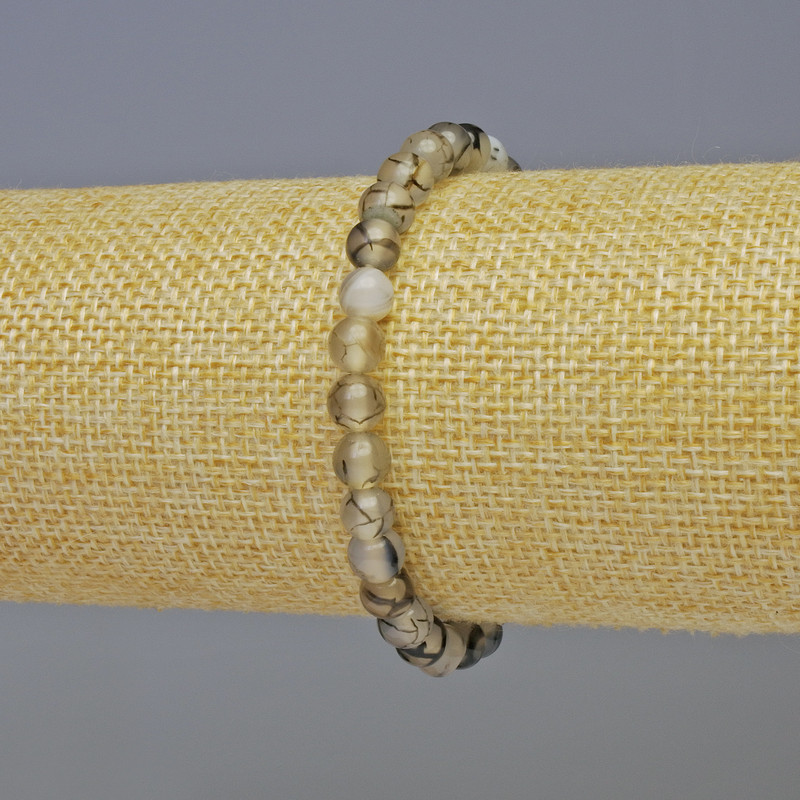 Dragon Vein Agate Bracelet, smooth ball, diameter 6mm+-, length 18cm+- stretch
