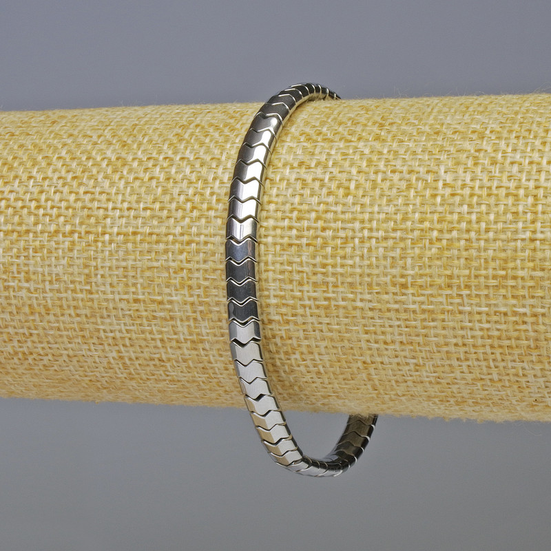 Hematite Bracelet, snake zigzag wave, silver colour, size 5x4x3mm±, length 18cm± stretch
