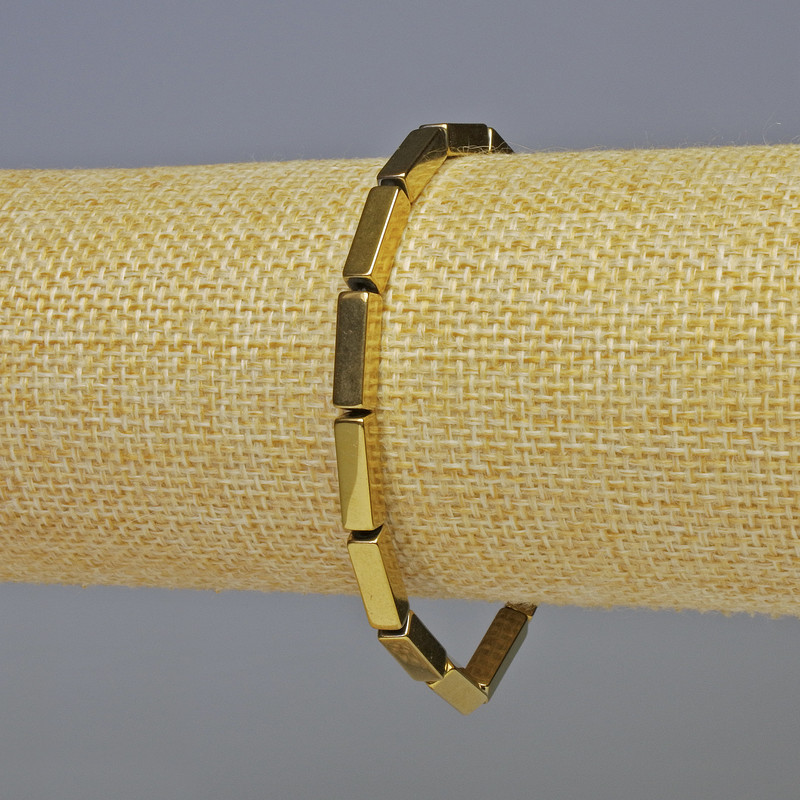 Hematite Bracelet, rectangle, gold colour, size 12x4mm±, length 18cm± stretch