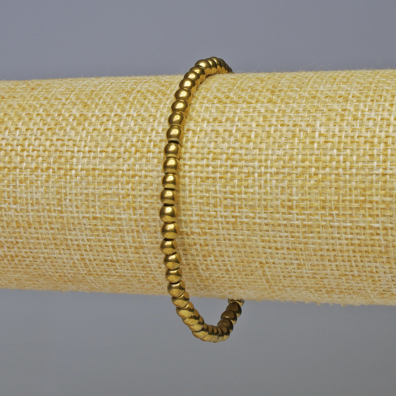 Hematite Bracelet, smooth round bead, dark gold colour, diameter 4mm±, length 18cm± stretch