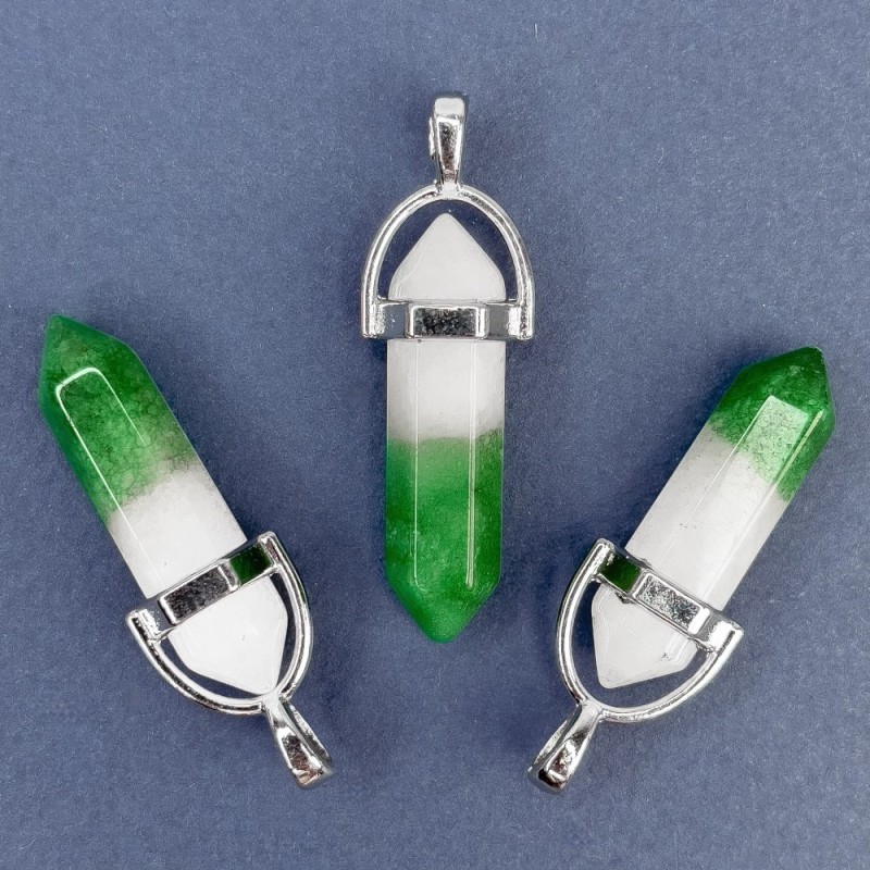 Green Dyed Quartz Hexagon Pendant 41x8mm+
