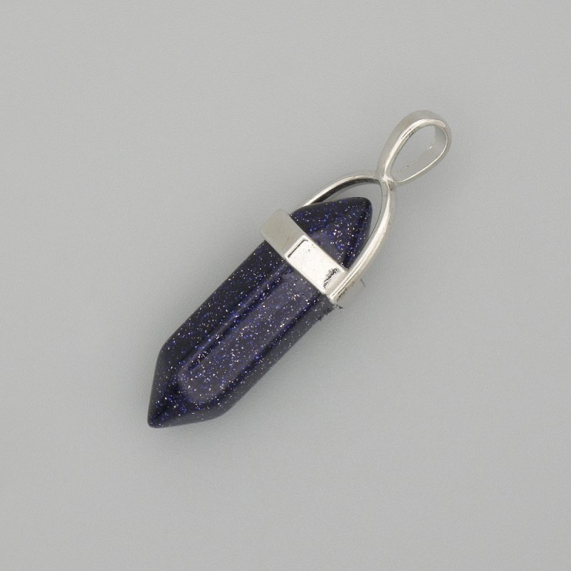 Aventurine 'Cairo Night' Blue Sand (Synthetic) Hexagon Pendant 4cm