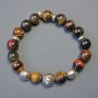 Bull's Eye, Tiger's Eye & Hawk's Eye Bracelet, smooth round beads diameter 10mm+/-, length 18cm, stretch