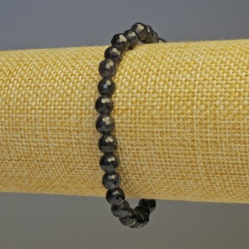 Iolite Bracelet, faceted round beads diameter 6mm+/-, length 18cm, stretch