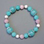 Agate, Aquamarine, Pink Quartz (Synthetic) Bracelet, Length 18cm Stretch