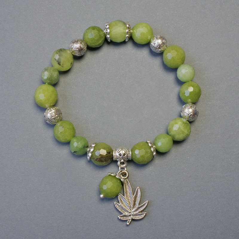 Jadeite Faceted Bead Bracelet, Diameter 10-8mm+-, Length 18cm Stretch
