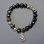 Eye Agate Smooth Bead 10mm+- & Rondelle 10x6mm+- Bracelet, Length 18cm Stretch