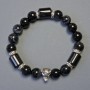 Agate Cylinder 8x5mm+- & Smooth Bead 10mm+- Bracelet, Length 18cm Stretch