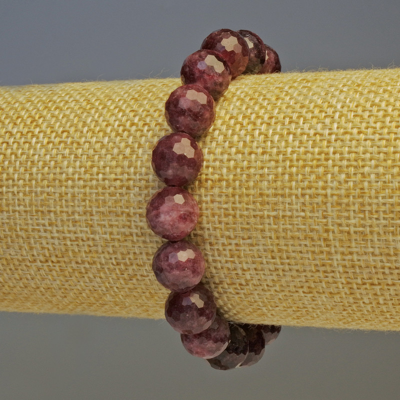 Tourmaline Rubellite Faceted Bead Bracelet, Diameter 10mm+-, Length 18cm Stretch