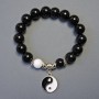Black & White Agate Bracelet, smooth round beads diameter 10mm+/-, length 18cm, stretch