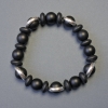 Shungite Bracelet, smooth round beads diameter 10mm+/-, rondelle beads diameter 10x4mm+/-, length 18cm, stretch