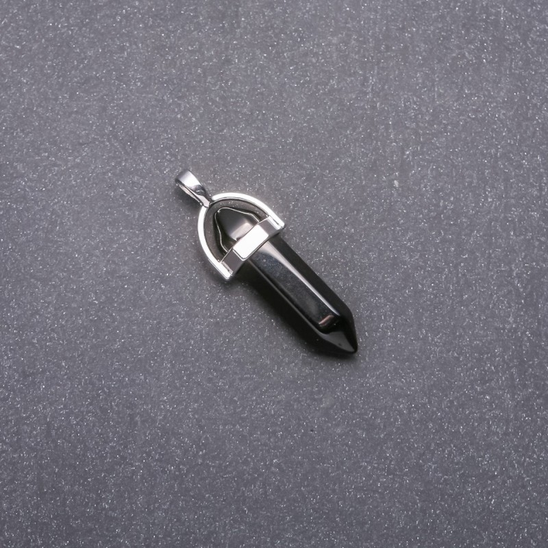 Hexagon Pendant with Black Agate Stone 39x32x9mm