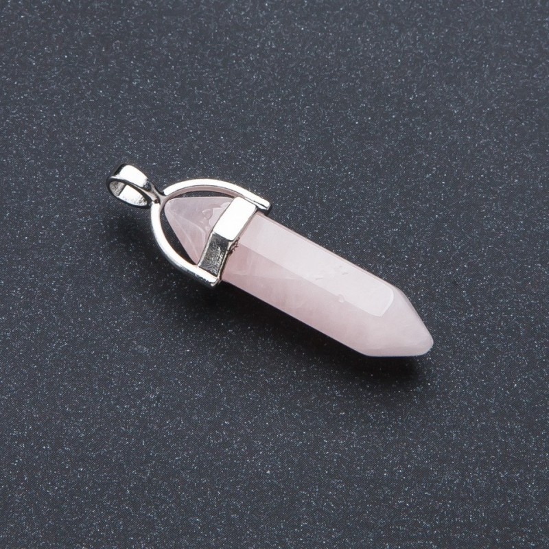 Hexagon Pendant with Rose Quartz Stone 4x0.9cm