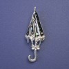 Umbrella Brooch, Abalone Shell, Enamel, Silver-Tone Metal, 59x21mm+