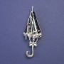 Umbrella Brooch, Abalone Shell, Enamel, Silver-Tone Metal, 59x21mm+