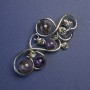 Brooch with Amethyst and Grey Rhinestones, Silver-Tone Metal, 75x37mm+