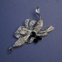 Accent Brooch with Black Crystals and White Rhinestones, Silver-Tone Metal, 78x41mm+