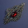 Accent Brooch-Pendant with Red Crystal and Rhinestones, 82x44mm+