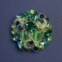 Brooch-Pendant Accent with Green Cat's Eye and Green Rhinestones 31mm+