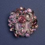 Brooch-Pendant Accent with Cat's Eye Pink Crystal and Rhinestones 31mm+