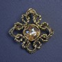Brooch-Pendant Accent with Yellow Crystal and White Rhinestones 40mm+
