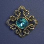 Accent Brooch-Pendant with Turquoise Crystal and Rhinestones 40mm +