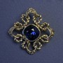 Accent Brooch-Pendant with Blue Crystal and Rhinestones, 40mm +