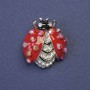 Ladybird Brooch with White and Rainbow Rhinestones 25x22mm+