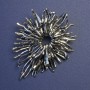Flower Brooch-Pendant with Grey Crystals, Silver-Tone Metal, 70x55mm+