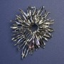 Flower Brooch-Pendant with Pink Crystals, Silver-Tone Metal, 70x55mm+