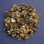 Flower Pendant Brooch with Tiger's Eye, Brown Enamel, Golden Metal 60x62mm+
