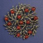 Brooch Pendant "Twigs" with Carnelian, Golden Metal 60mm+