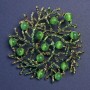 Twigs Pendant Brooch with Cat's Eye Stone, Enamel 60mm+