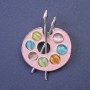 Brooch Palette with Enamel Silver-Tone Metal 45x32mm+