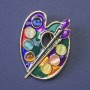 Brooch Palette with Enamel Gold-Tone Metal 38x29mm+