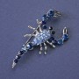 Scorpion Brooch, Light Blue and Blue Rhinestones, Silver Metal Colour, 47x25mm +