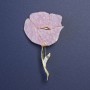 Brooch Pink Pearlescent Poppy with Glitter, Gold-Tone Metal, 76x46mm+