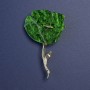 Brooch Green Pearlescent Poppy with Glitter, Gold-Tone Metal, 76x46mm+