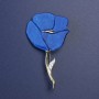 Brooch Blue Pearlescent Poppy with Sparkles, Gold-Tone Metal 76x46mm+