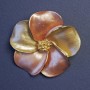 Flower Brooch with Yellow Crystals, 50x50mm +/-, Pearl Enamel, Gold-Tone Metal