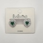 Green Crystal and Rhinestone "Heart" Earrings, 12mm Diameter