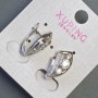 Xuping Earrings with White Zircons, 18mm Length, 10mm Thickness, Rhodium